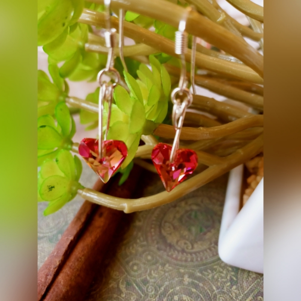 Red Swarovski Sweetheart Earrings